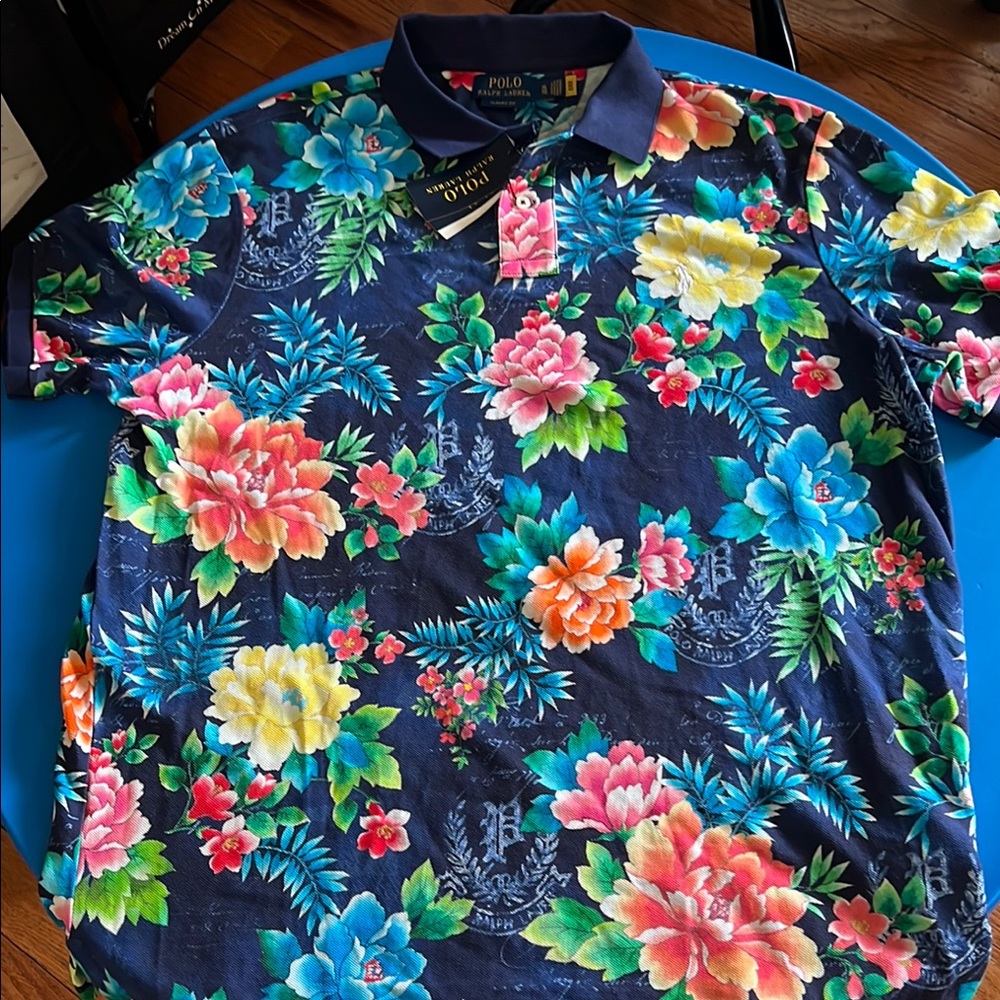 Polo by Ralph Lauren Blue and Yellow Polos Vibrant Floral Design